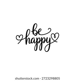 Sé feliz mensaje inspirador con corazones