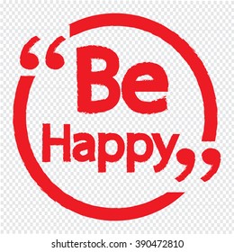 Be happy lettering Illustration design