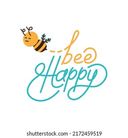 be happy lettering mini poster