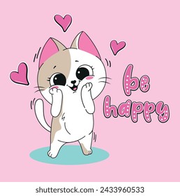 be happy meow love cute girl