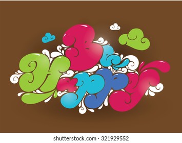 Be happy. Positive phrase. Typography vector design element.