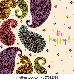 Be happy. Retro postcard. Vector.