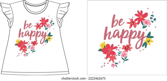 be happy t shirt graphic design vector illustration 
