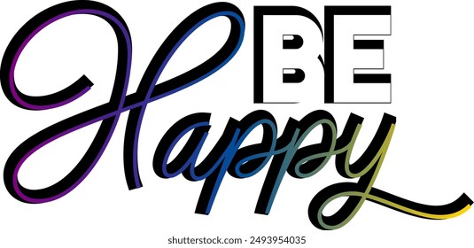 be happy, Be Happy text design, gradient text design be happy