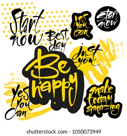 SEA feliz. Tipografía para afiche, invitación, tarjeta de saludo, volante, pancarta, postal o camiseta. Grabación de motivos, inscripción. Ilustración vectorial.