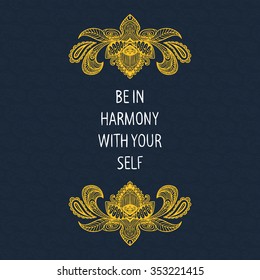 Be in harmony with yourself hand-drawn illustration.