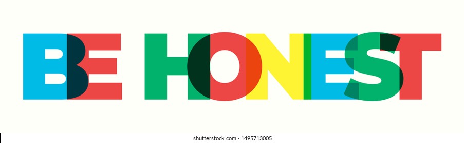 Be Honest Colorful Lettering Typography on white background Two word quote Be Honest