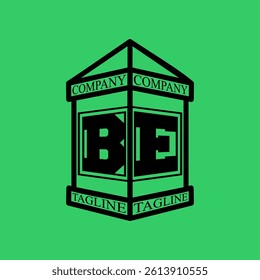 BE Initial Explore this unique collection of alphabet house logos, featuring stylish letter combinations inside a geometric house outline. Perfect for branding
