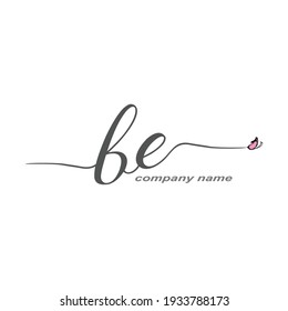 BE Logo de escritura a mano inicial belleza vectorial de lujo