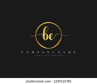 BE initial handwriting logo template vector