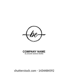 BE Initial handwriting logo template vector