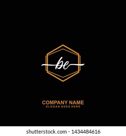 BE Initial handwriting logo template vector