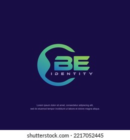BE Initial letter circular line logo template vector with gradient color blend
