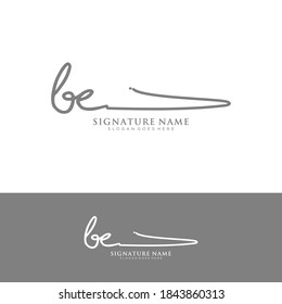 BE Initial letter handwriting and signature logo.