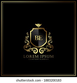 BE Initial Letter Luxury Logo template in vector art for Restaurant, Royalty, Boutique, Cafe, Hotel, Heraldic, Jewelry, Fashion and other vector illustration.