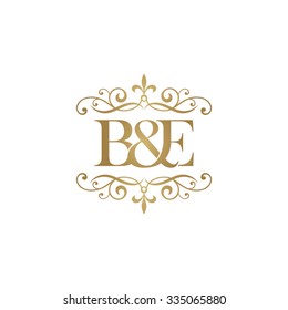 B&E Initial logo. Ornament ampersand monogram logo gold