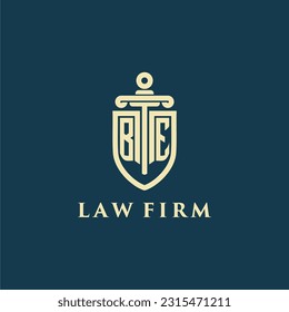 BE initial monogram for law firm with sword and shield logo image