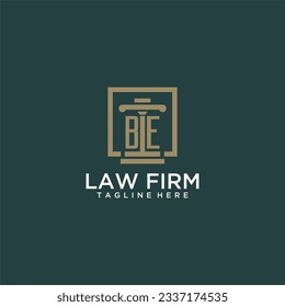 BE initial monogram logo for lawfirm with pillar design in creative square