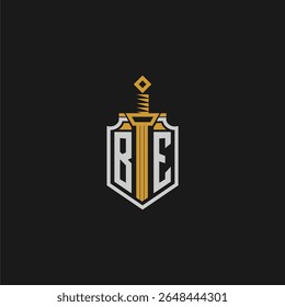 BE initial monogram for shield and sword style image