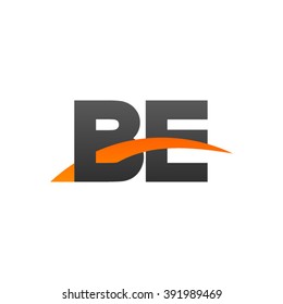 BE initial overlapping swoosh letter logo black orange