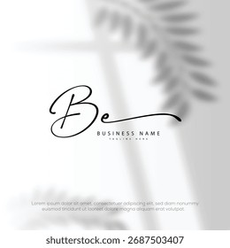 Logotipo inicial de la escritura a mano de la firma del BE con la Plantilla