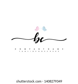 BE initial signature logo. handwriting logo template vector,