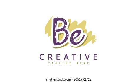 Iniciales BE, vector de logotipo de escritura a mano