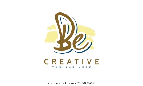 Be Initials, handwriting logo vector