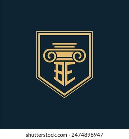 BE Initials Law Firm Logo Lawyer logo with creative law element