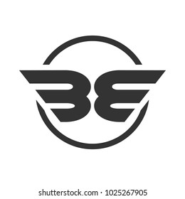 BE Initials Winged Shape Symbol Design