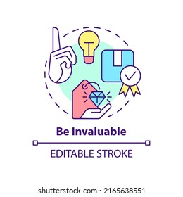 Be Invaluable Concept Icon. Communication Part Abstract Idea Thin Line Illustration. Dependable Salesperson. Gaining Trust. Isolated Outline Drawing. Editable Stroke. Arial, Myriad Pro-Bold Fonts Used