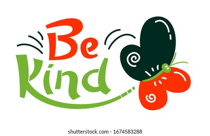 Be Kind Banner Typography Red Black Stock Vector (Royalty Free ...