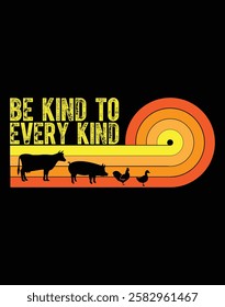 Be Kind To Every Kind Vegan Vegetarian Retro