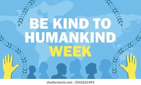 Be Kind To Humankind Week vector banner design with geometric shapes and vibrant colors on a horizontal background. Happy Be Kind To Humankind Week modern minimal poster.