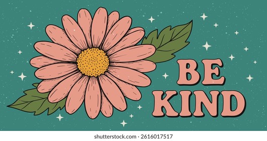 be kind letters poster print. flower digital art illustration
