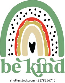 Be Kind Rainbow pattern shaped design