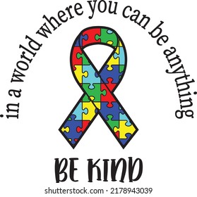 Be Kind Ribbon Puzzle Autism