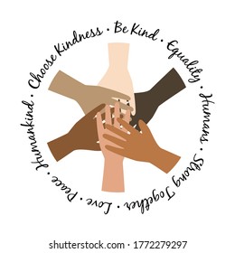 Be kind unity hands symbol. Black Lives Matter Illustration with hands equality symbol.