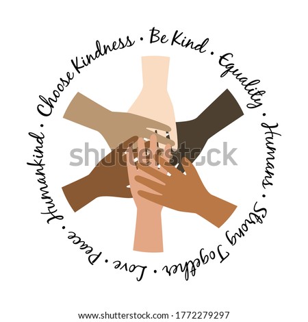 Be kind unity hands symbol. Black Lives Matter Illustration with hands equality symbol.