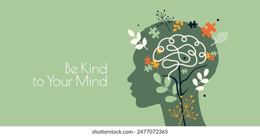 Be Kind to Your Mind. Mental Health concept. Modern design.