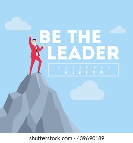 Be the Leader. Business concept illustration. Businessman in red suit. Flat style vector illustration.