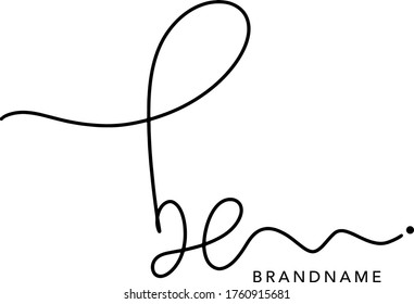 Diseño de logotipo inicial de carta BE, plantilla de vector