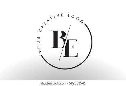 BE Letter Logo Design with Creative Intersected and Cutted Serif Font.