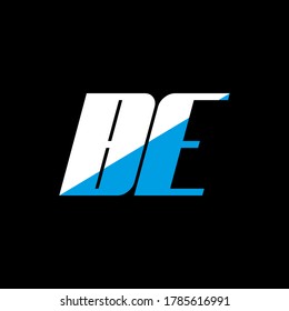 BE Buchstaben Logo Design auf schwarzem Hintergrund. BE Creative Initials Letter Logo Konzept. Icon Design sein. SEIN Sie ein weißes und blaues Buchstabensymbol-Design auf schwarzem Hintergrund. B E