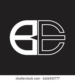 BE Letter logo monogram with oval shape negative space design template