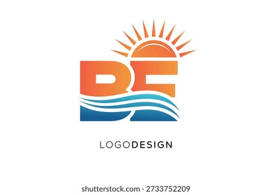 BE Letter Logo Monogram Sun Wave Design de marca moderno
