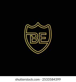 BE letter Logo with Shield, BE shield logo template design
