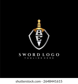 BE carta monograma de luxo para escudo e espada estilo imagem