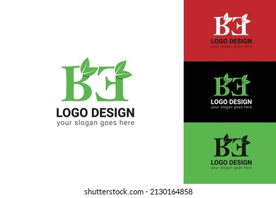 Logotipo ecológico de letras BE con hoja. Tipo de vectores para afiches de naturaleza, emblema ecológico, identidad vegana, tarjetas botánicas y de hierbas, etc. Ecología BE letras logotipo con hoja verde.
