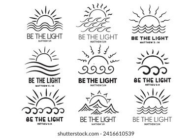 Be The Light, Amazing Grace, Believe, Religious, Proverbs, Self Love, Faith, Sunshine and Sea ​​Waves, Sunshine, Ocean, Sun and Sea, Sea ​​Waves, Sunshine Cut File, Sunburst Clipart, Boho Sun Vector, 